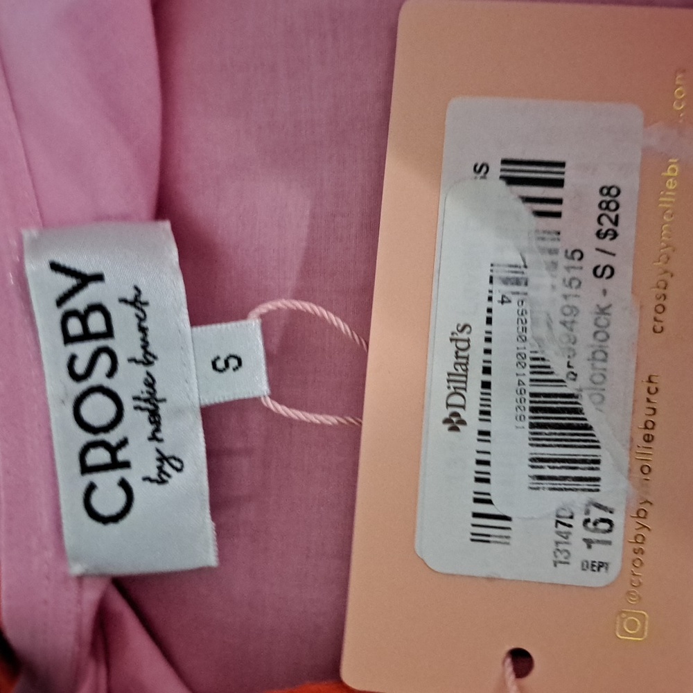 CROSBY by Mollie BurchLovett Colorblock Asymmetrical Neckline Short Puff Sleeve - Picture 8 of 11